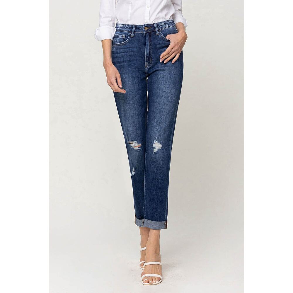 Flying Monkey Super High Rise Distressed Cuffed Mom Jeans - Y3986 - Size 29 - Picture 2 of 9